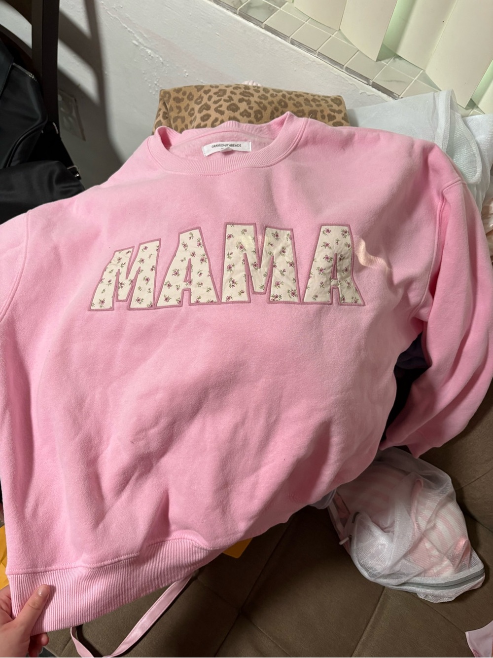 Pink "MAMA" Crewneck Sweatshirt for Kids